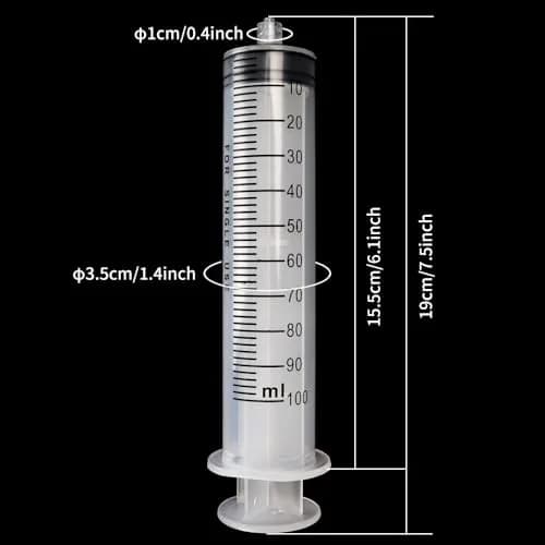 DEPEPE 100ml Large Plastic Syringe with Tubing & Luer Connections (2-Pack, 200ml Total) | Sterile, Accurate Measurement for Labs & Refills thumbnail 2