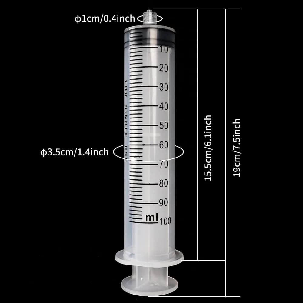 DEPEPE 100ml Large Plastic Syringe with Tubing & Luer Connections (2-Pack, 200ml Total) | Sterile, Accurate Measurement for Labs & Refills - view 2