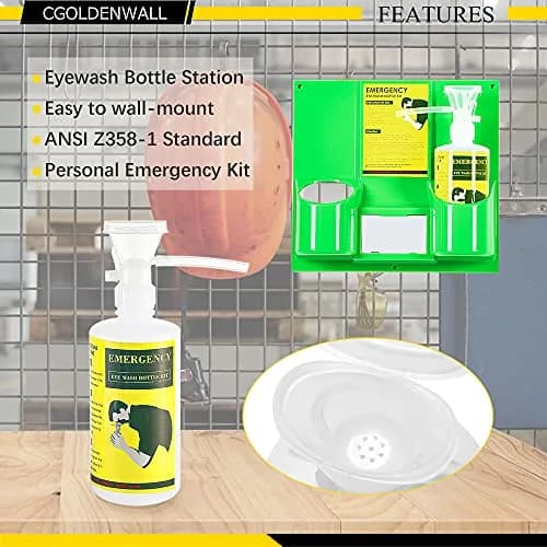 CGOLDENWALL Portable Eye Wash Station with 2x 16.09oz Bottles | Emergency Eye Irrigation Kit for Workplace Safety thumbnail 2
