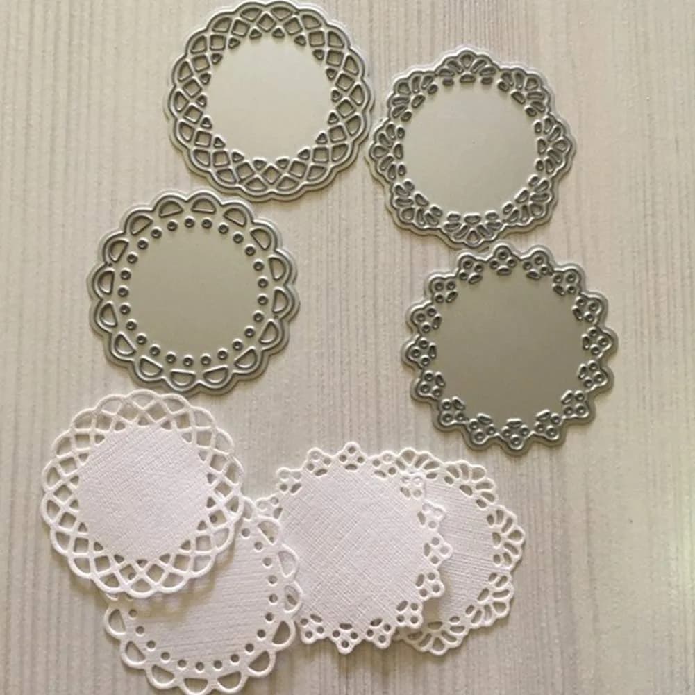 VVS Silver Lace Flower Border Metal Die Cuts Set 47.5x47.5 mm | Crafting Stencils for Card Making - main product image