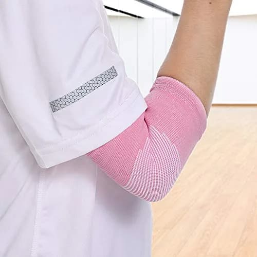 Luwint Kids Knit Elbow Brace Support Compression Arm Sleeves for Volleyball Weightlifting Tennis Tendonitis (Pink, Medium) thumbnail 7