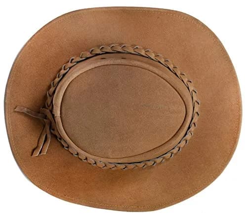 Infinity Leather Australian Unisex Tan Western Style Cowboy Outback Real Suede Leather Aussie Bush Hat M | Shapeable Brim thumbnail 2