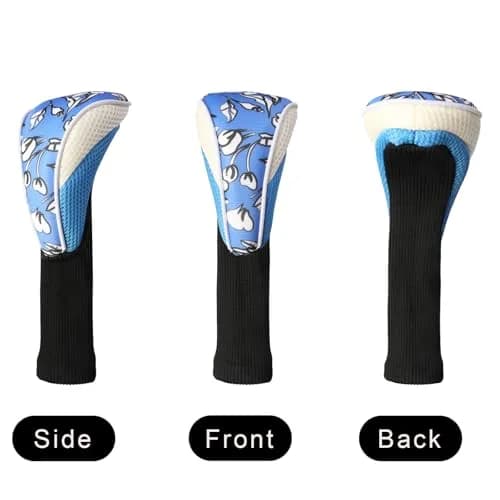 LONGCHAO Golf Club Head Cover Set for Driver & Woods | Thick, Soft & Stretchy 1680D Material (3 pcs, Black/Blue) thumbnail 4