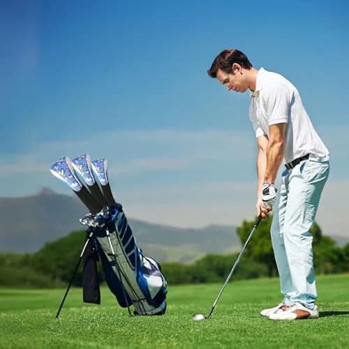LONGCHAO Golf Club Head Cover Set for Driver & Woods | Thick, Soft & Stretchy 1680D Material (3 pcs, Black/Blue) thumbnail 6