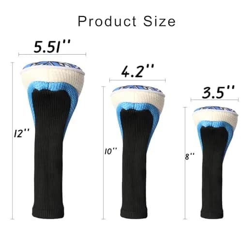 LONGCHAO Golf Club Head Cover Set for Driver & Woods | Thick, Soft & Stretchy 1680D Material (3 pcs, Black/Blue) thumbnail 3