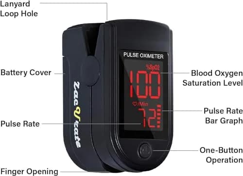 Zacurate 500 Series Fingertip Pulse Oximeter Royal Black | FDA Approved for Sports & Aviation Use thumbnail 2