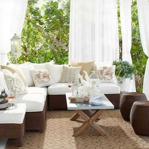 RYB HOME 2 Panels Pergola Sheer Outdoor Curtains for Patio Waterproof | Linen Look & Semi-Transparent thumbnail 3