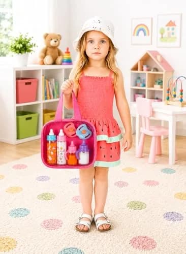 fash n kolor Baby Doll Feeding Set with Toy Bag | 6 Pieces, Ages 3+ thumbnail 7