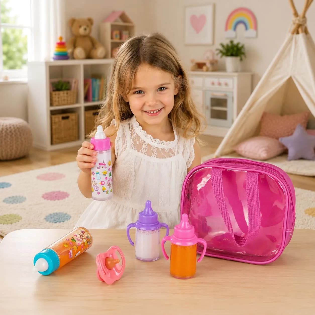 fash n kolor Baby Doll Feeding Set with Toy Bag | 6 Pieces, Ages 3+ - view 8