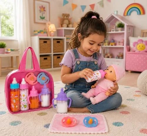 fash n kolor Baby Doll Feeding Set with Toy Bag | 6 Pieces, Ages 3+ - view 2
