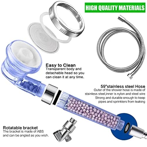 VIKILY Filtered Shower Head with Handheld, 3 Spray Modes, 156 ml (5.5 Fl Oz) | Purifies Water for Healthier Skin & Hair thumbnail 5
