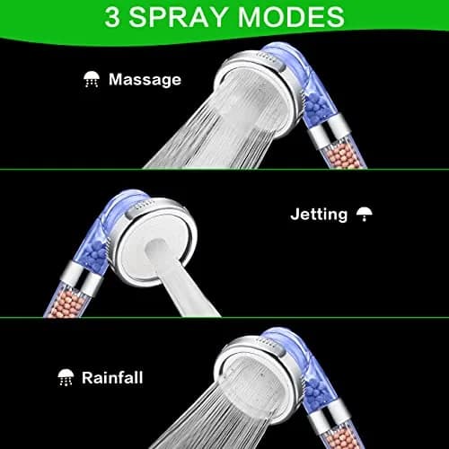 VIKILY Filtered Shower Head with Handheld, 3 Spray Modes, 156 ml (5.5 Fl Oz) | Purifies Water for Healthier Skin & Hair thumbnail 2