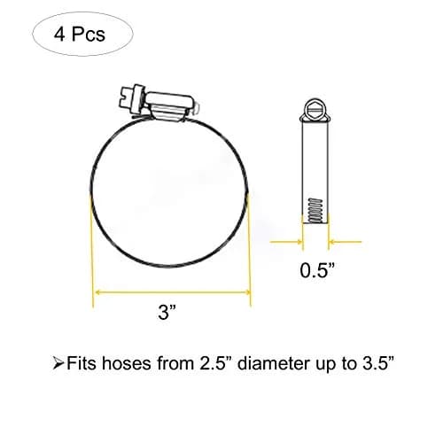EesTeck 3 Inch 304 Stainless Steel Hose Clamps (4-Pack) | 65-89mm Adjustable Worm Drive Duct Clamps thumbnail 4