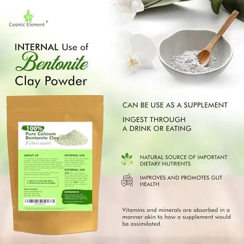 Cosmic Element Calcium Bentonite Clay Powder 8 oz | Skin Detox & Deep Pore Cleansing thumbnail 2