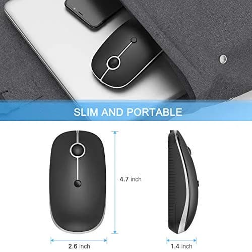 VssoPlor Type-C Wireless Mouse, Rechargeable Ergonomic Computer Mouse with USB & Type-C Receiver, Black Silver | Quiet Clicks & Adjustable DPI thumbnail 5