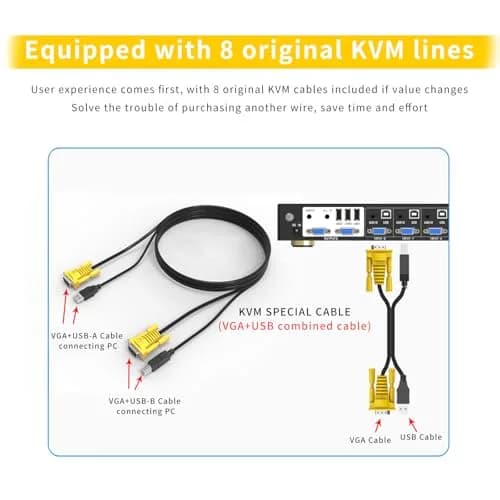 eKL 8 Port VGA KVM Switch 8x2 Support USB Audio Keyboard Mouse 1920x1440 | Share 8 Computers thumbnail 6