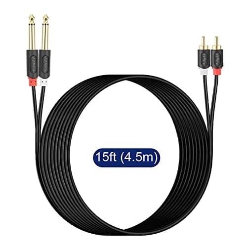 J&D Dual 1/4 inch TS to Dual RCA Stereo Audio Cable 4.57 m (15 Feet) | Connect Speakers to Amplifiers thumbnail 7