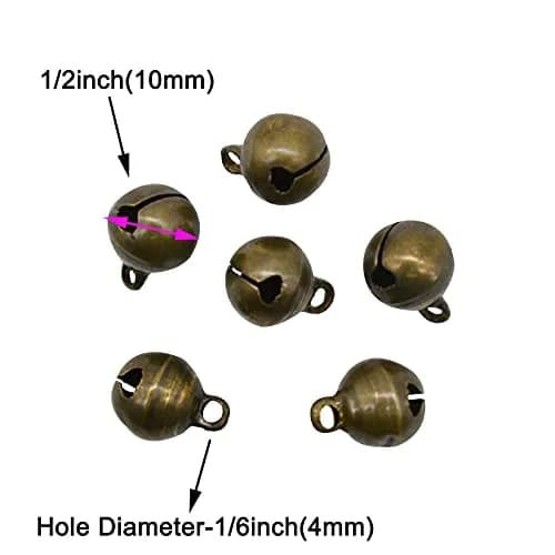 Maydahui 100 PCS Small Jingle Bells 10mm (0.4 inch) Vintage Bronze | 100-Piece Pack for Crafts & Decor thumbnail 2