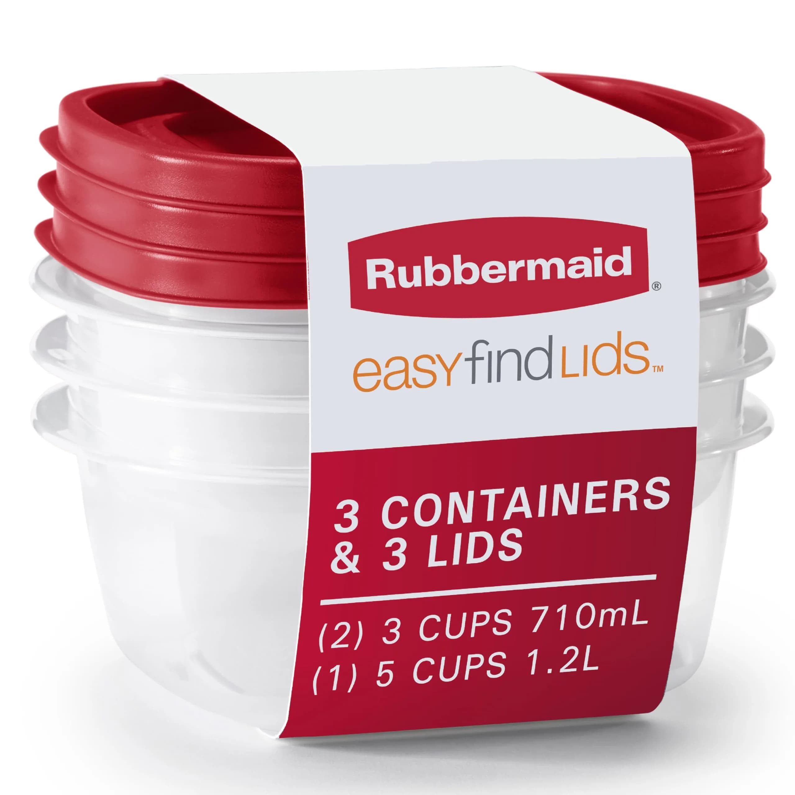 Rubbermaid Food Storage Containers 3-Pack | Modular, Vented, BPA-Free, Microwave & Dishwasher Safe — Red