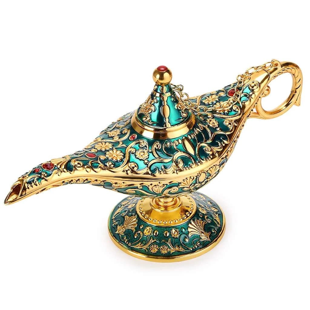 TASLAR Vintage Aladdin Genie Lamp Pot Green Zinc Alloy 7cm (2.76") | Collectible Arabian Costume Prop — Green