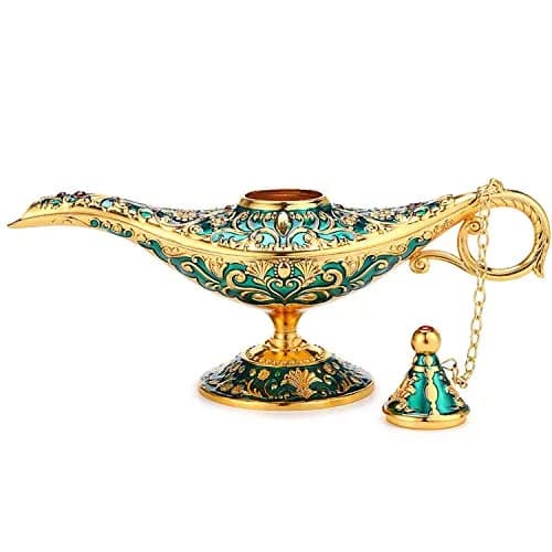 TASLAR Vintage Aladdin Genie Lamp Pot Green Zinc Alloy 7cm (2.76") | Collectible Arabian Costume Prop thumbnail 4