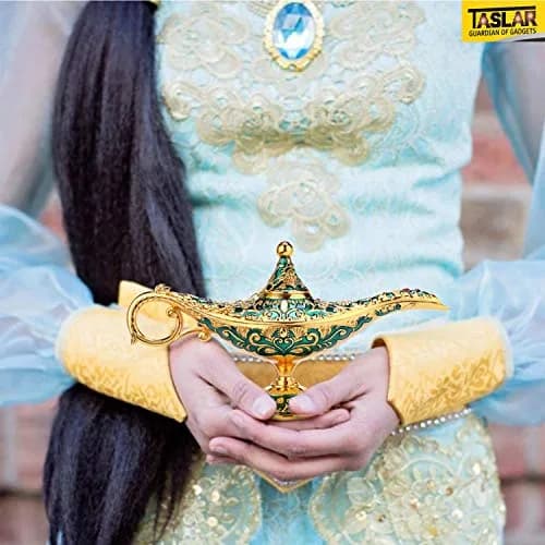 TASLAR Vintage Aladdin Genie Lamp Pot Green Zinc Alloy 7cm (2.76") | Collectible Arabian Costume Prop thumbnail 6