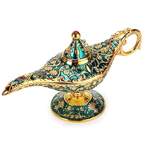 TASLAR Vintage Aladdin Genie Lamp Pot Green Zinc Alloy 7cm (2.76") | Collectible Arabian Costume Prop thumbnail 1