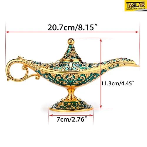 TASLAR Vintage Aladdin Genie Lamp Pot Green Zinc Alloy 7cm (2.76") | Collectible Arabian Costume Prop thumbnail 3