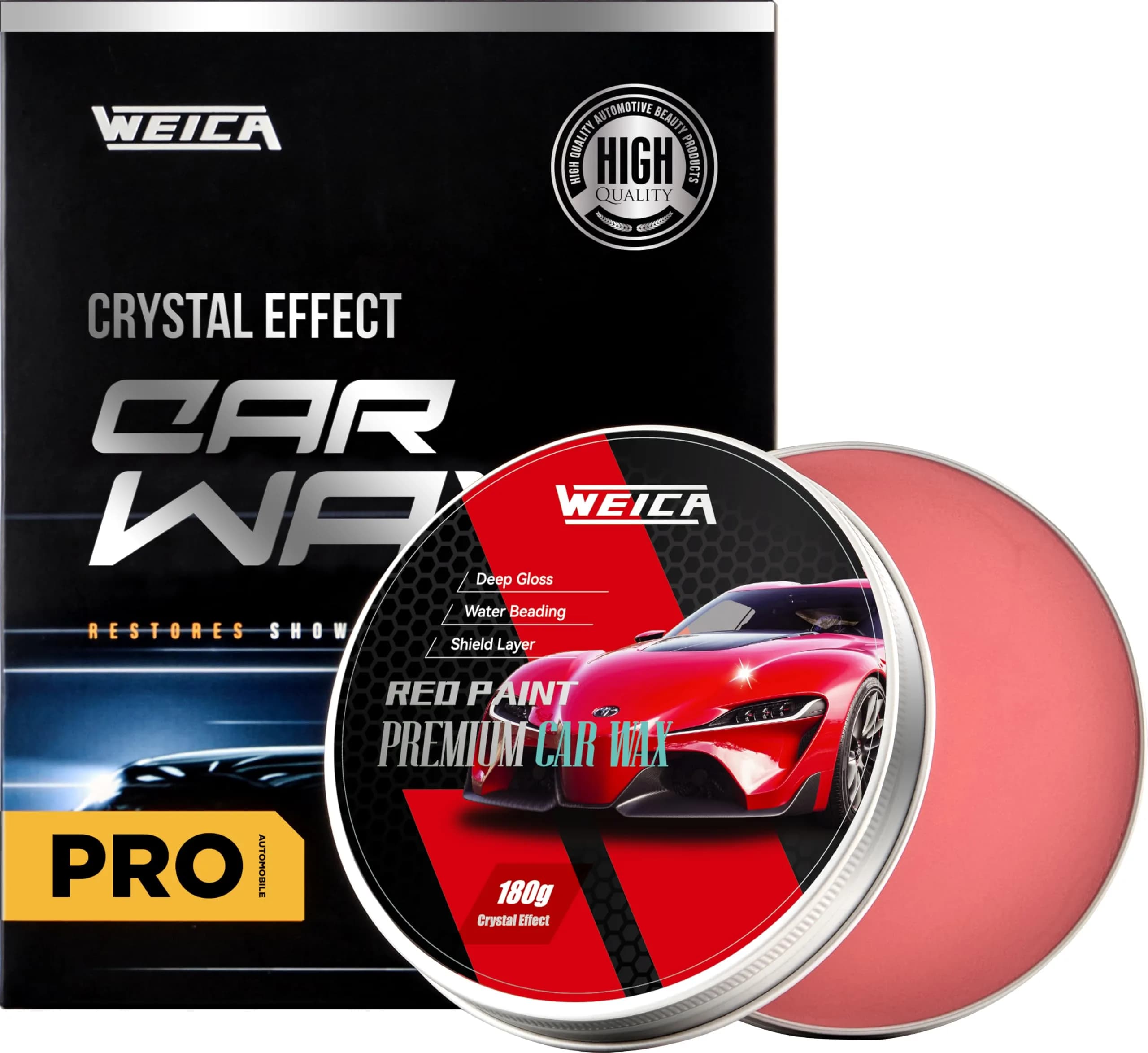 WEICA Car Wax for Red, Orange & Warm Color Paints | Sun Fade Defender & Metallic Pop | 180g Paste
