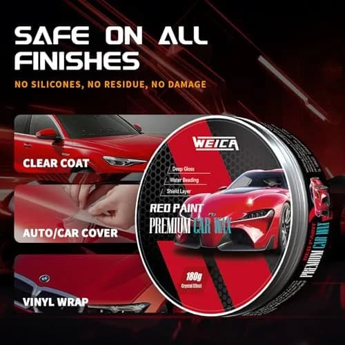 WEICA Car Wax for Red, Orange & Warm Color Paints | Sun Fade Defender & Metallic Pop | 180g Paste thumbnail 4