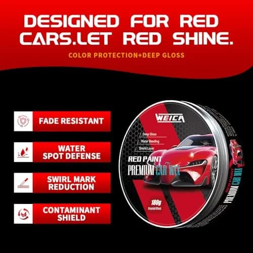 WEICA Car Wax for Red, Orange & Warm Color Paints | Sun Fade Defender & Metallic Pop | 180g Paste thumbnail 2
