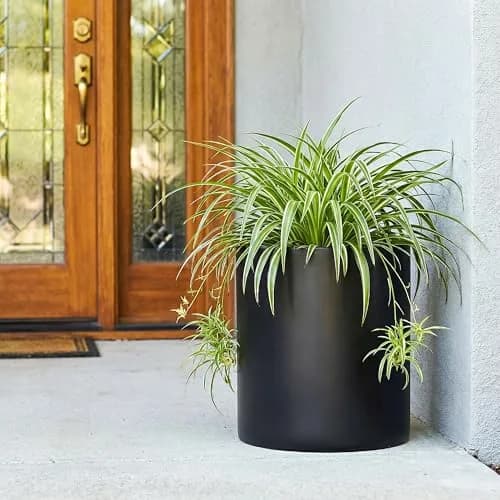 FaithLand 12 Inch Fiberstone Planter | Lightweight Modern Cylinder Plant Pot with Drainage Hole & Plug thumbnail 8