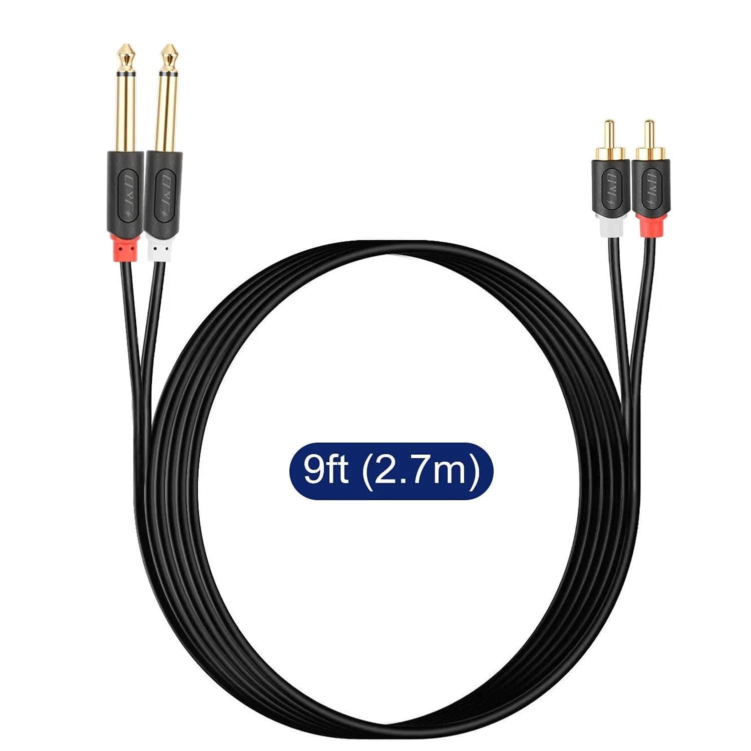 J&D Dual 1/4 inch TS to Dual RCA Stereo Audio Cable 2.74 m (9 Feet) | Gold Plated Connectors for Minimal Signal Loss - view 7