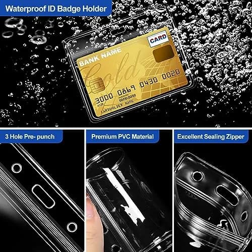 Orcielo 100 Pcs Clear Plastic Horizontal Name Badge ID Card Holders | Waterproof & Durable thumbnail 5