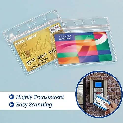 Orcielo 100 Pcs Clear Plastic Horizontal Name Badge ID Card Holders | Waterproof & Durable thumbnail 6