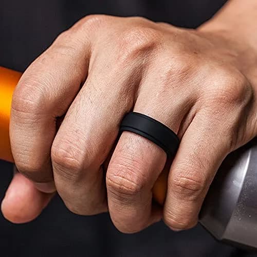 ThunderFit Silicone Wedding Rings for Men, Breathable Airflow Inner Grooves | Hypoallergenic, Flexible, Safe for Active Lifestyle thumbnail 3