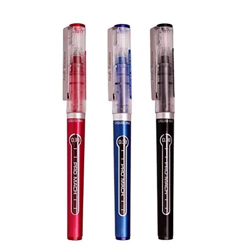 Morning Glory Pro Mach Roller Ball Pen - 0.38 mm Fine Point Tip (Pack of 3 Blue) | Smooth Ink Flow for Students & Office thumbnail 2
