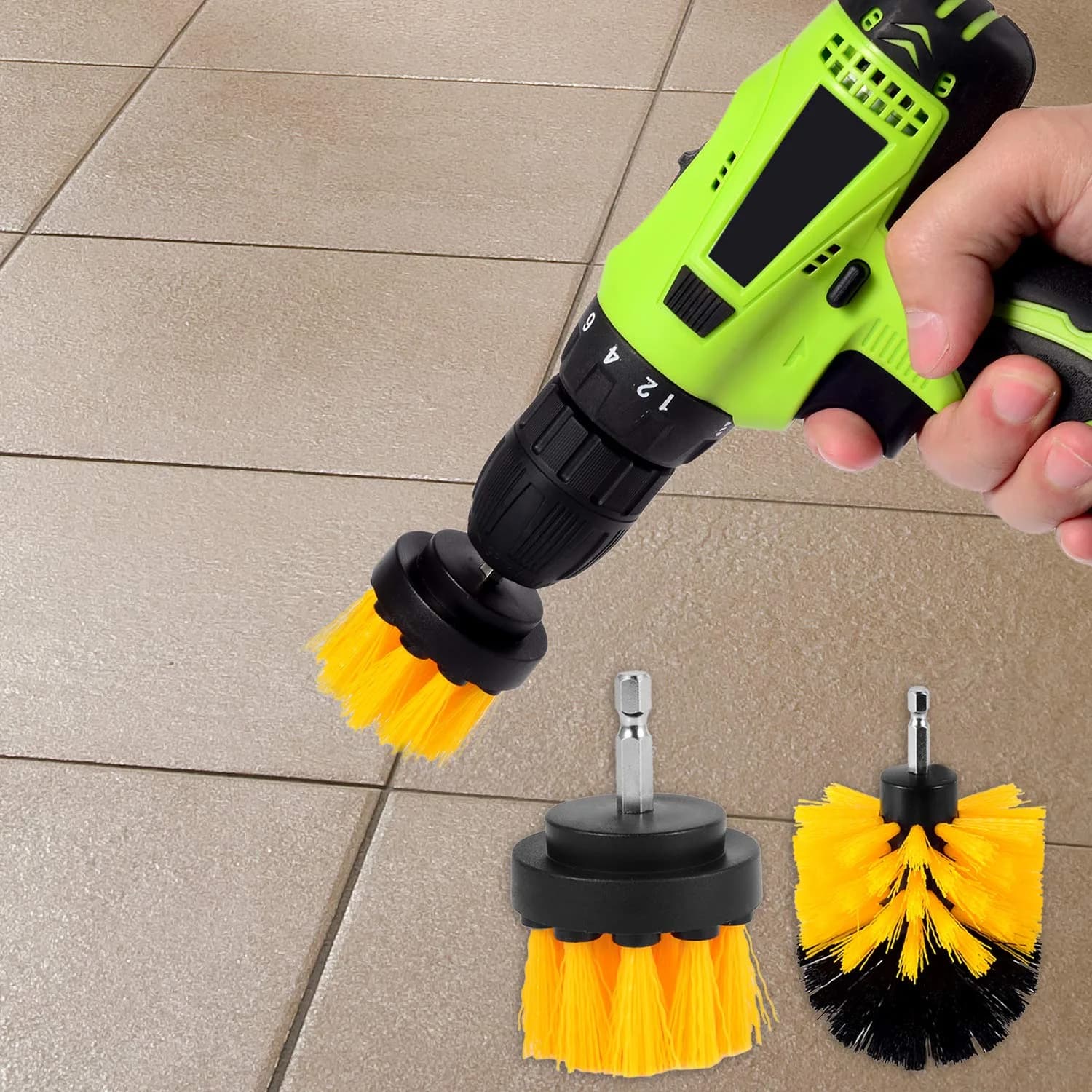 Kichwit Drill Power Brush Tile Scrubber Kit 4 Inch (10.16 cm) Pads & 2 Inch (5.08 cm) Brush | Heavy Duty Cleaning Tool - view 6