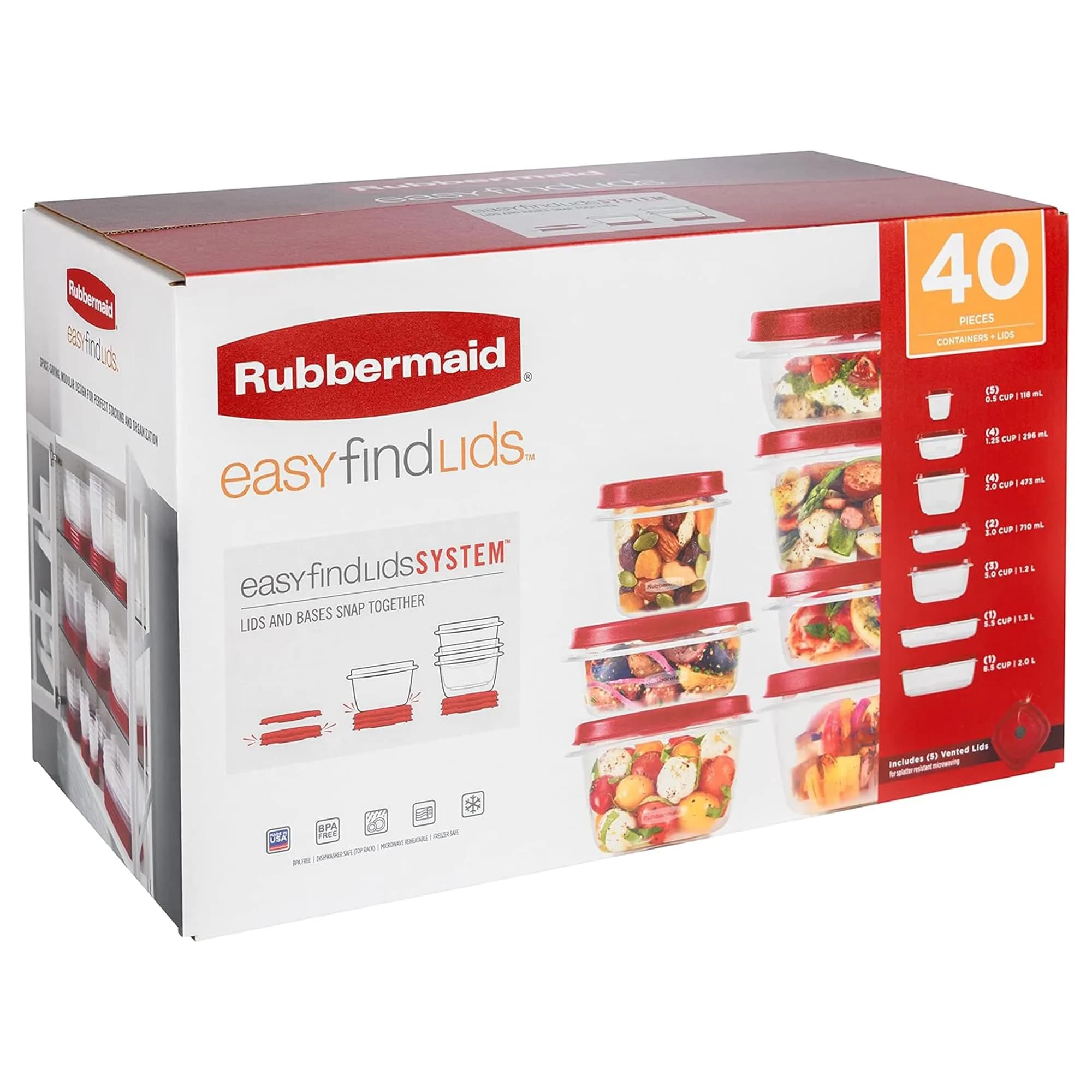 Rubbermaid 42-Piece Food Storage Containers with Lids | Vented Lids, BPA-Free, Microwave Safe, Stackable - view 8