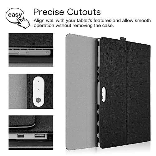 Fintie Case for 12.3 Inch Microsoft Surface Pro 7+/7/6/5/4/3 Tablet | Black, Synthetic Leather, Built-in Kickstand thumbnail 4