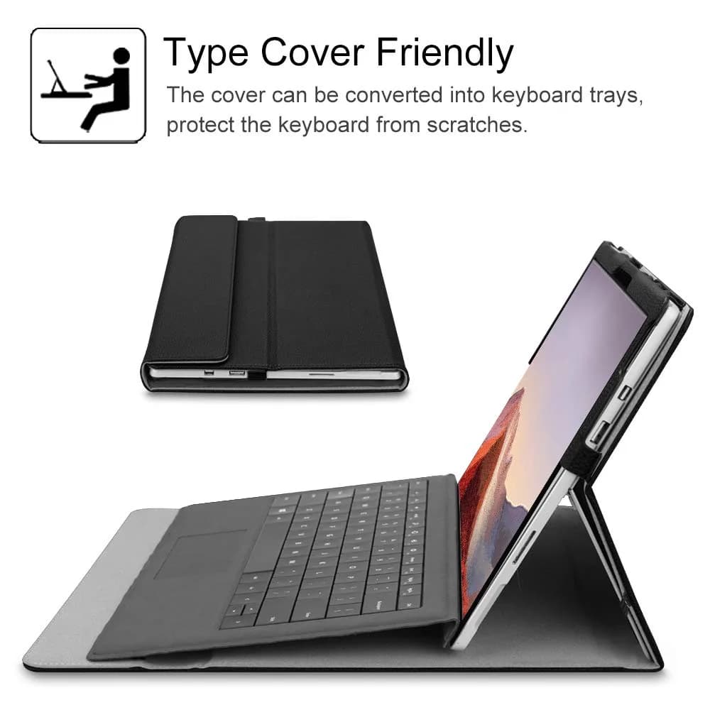 Fintie Case for 12.3 Inch Microsoft Surface Pro 7+/7/6/5/4/3 Tablet | Black, Synthetic Leather, Built-in Kickstand - view 5
