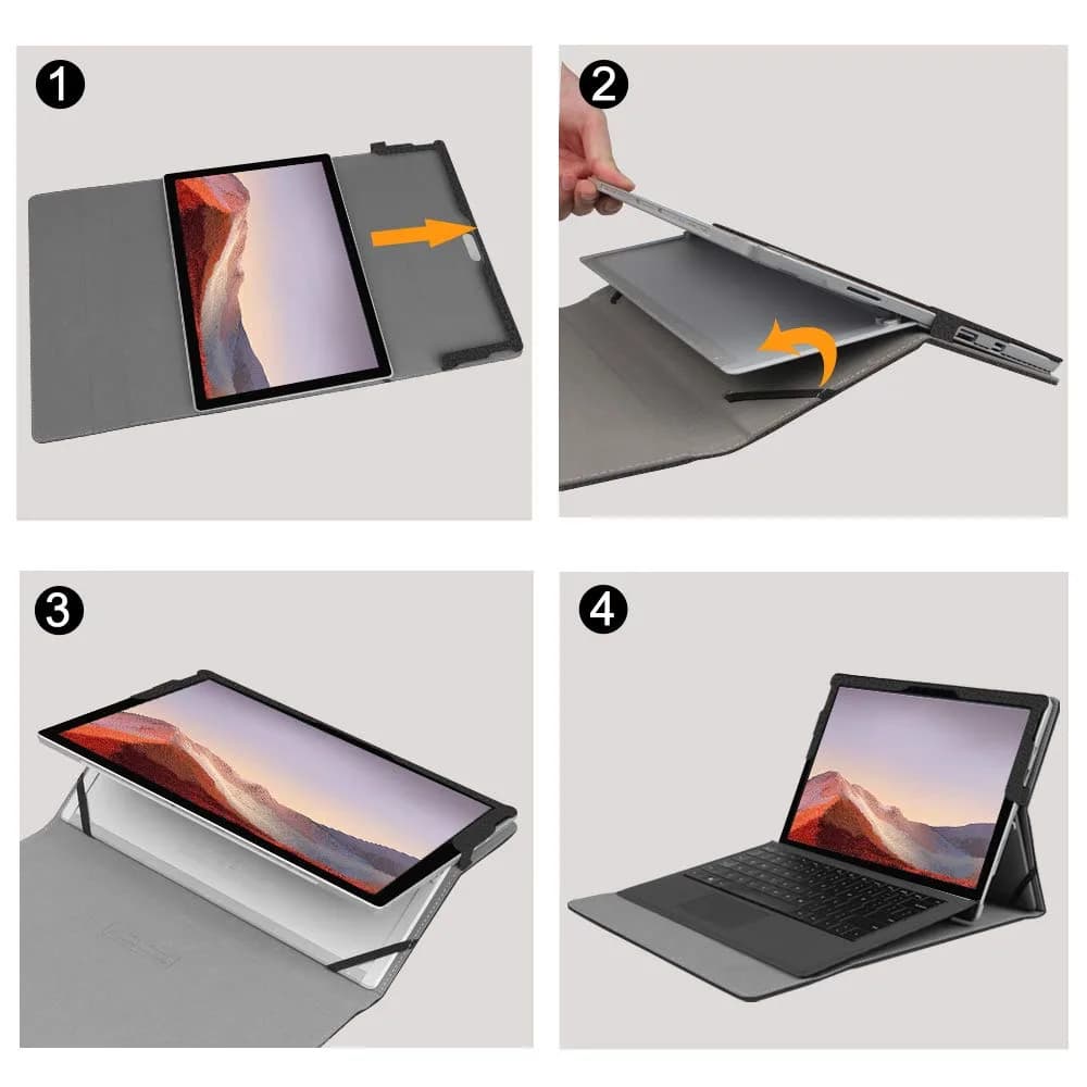 Fintie Case for 12.3 Inch Microsoft Surface Pro 7+/7/6/5/4/3 Tablet | Black, Synthetic Leather, Built-in Kickstand - view 6