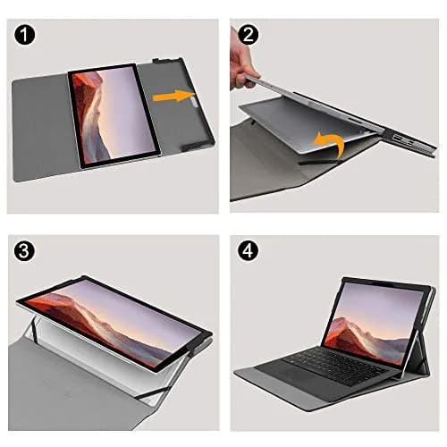 Fintie Case for 12.3 Inch Microsoft Surface Pro 7+/7/6/5/4/3 Tablet | Black, Synthetic Leather, Built-in Kickstand thumbnail 6