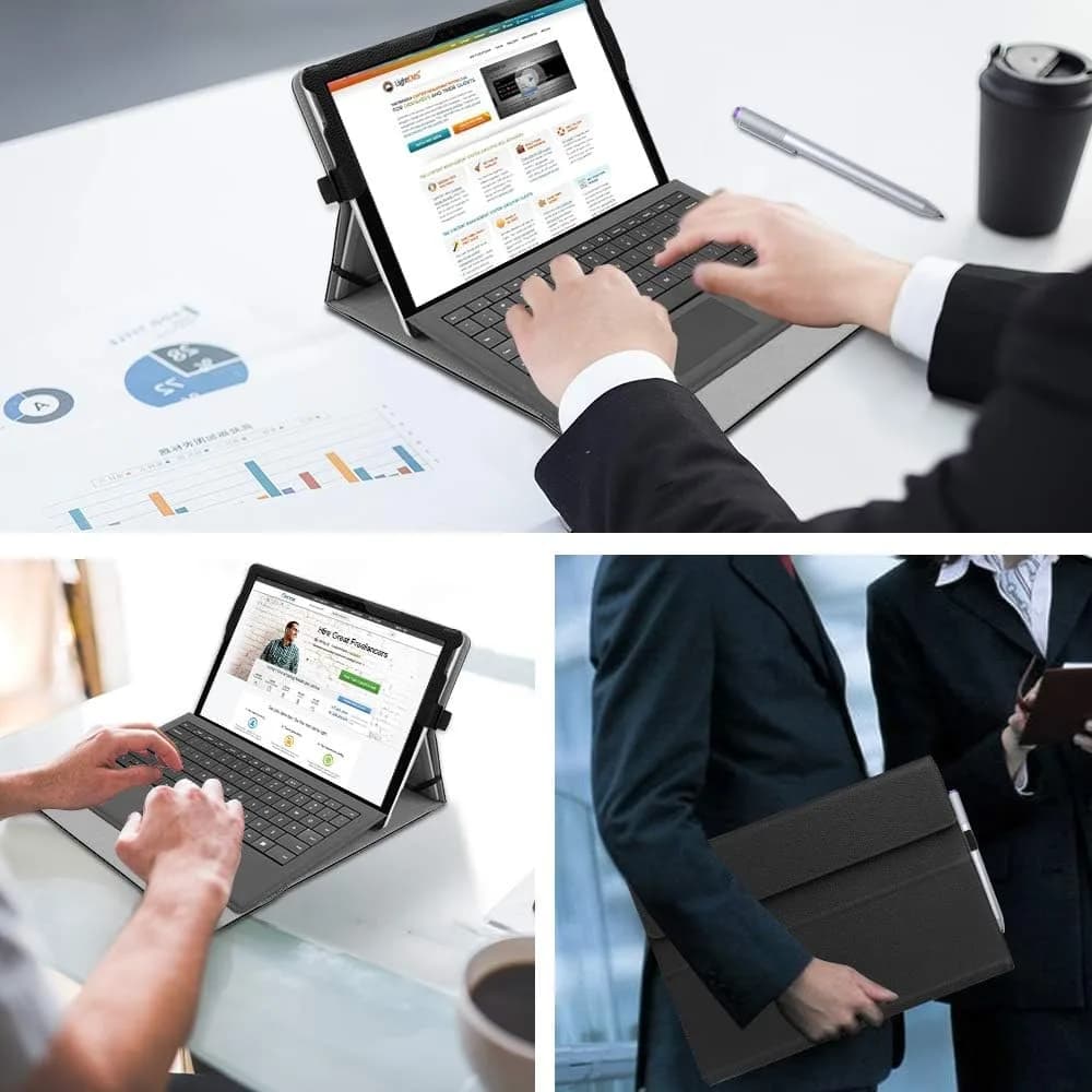 Fintie Case for 12.3 Inch Microsoft Surface Pro 7+/7/6/5/4/3 Tablet | Black, Synthetic Leather, Built-in Kickstand - view 7