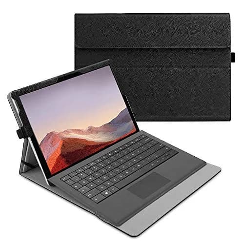 Fintie Case for 12.3 Inch Microsoft Surface Pro 7+/7/6/5/4/3 Tablet | Black, Synthetic Leather, Built-in Kickstand thumbnail 1