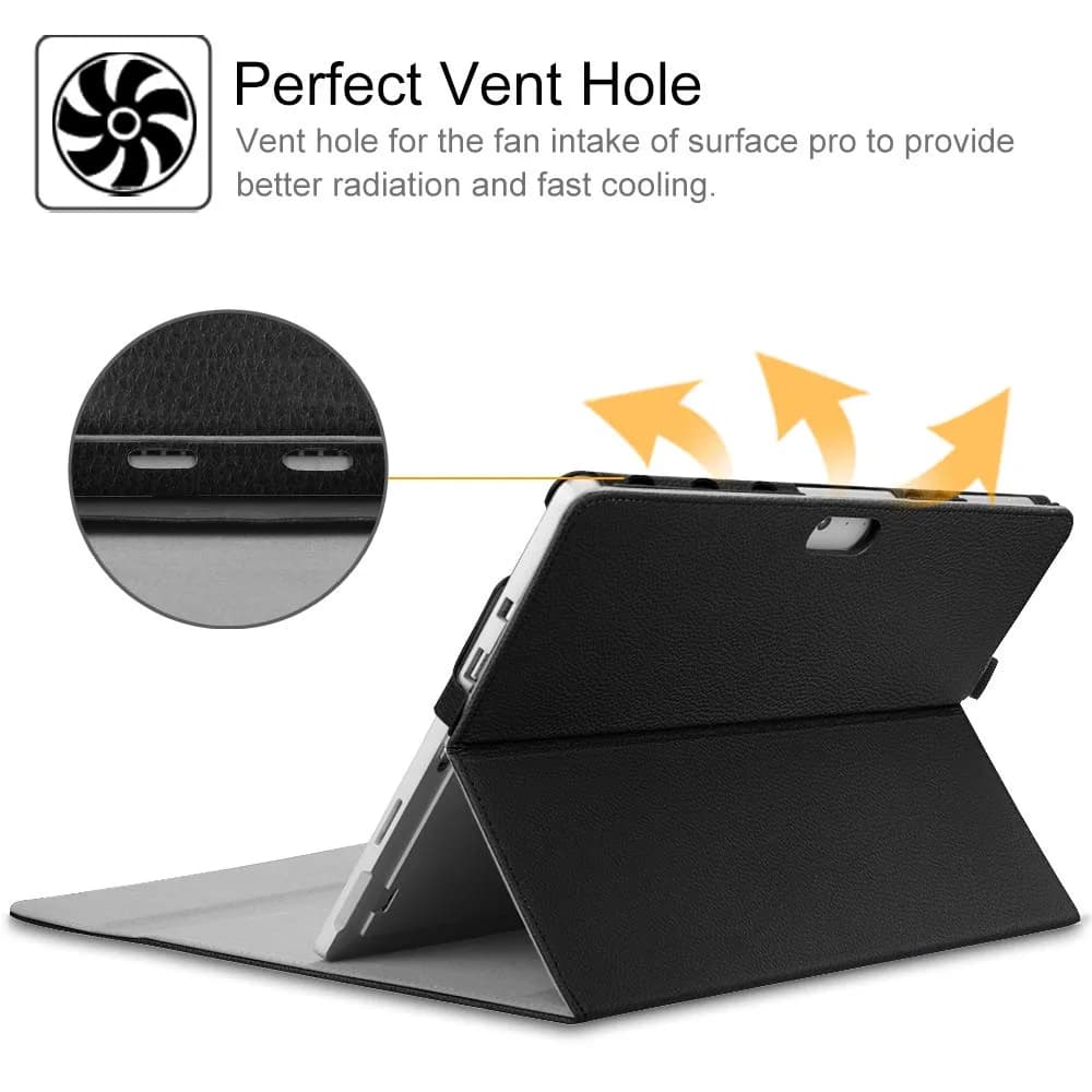 Fintie Case for 12.3 Inch Microsoft Surface Pro 7+/7/6/5/4/3 Tablet | Black, Synthetic Leather, Built-in Kickstand - view 9