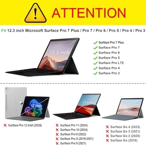 Fintie Case for 12.3 Inch Microsoft Surface Pro 7+/7/6/5/4/3 Tablet | Black, Synthetic Leather, Built-in Kickstand thumbnail 2