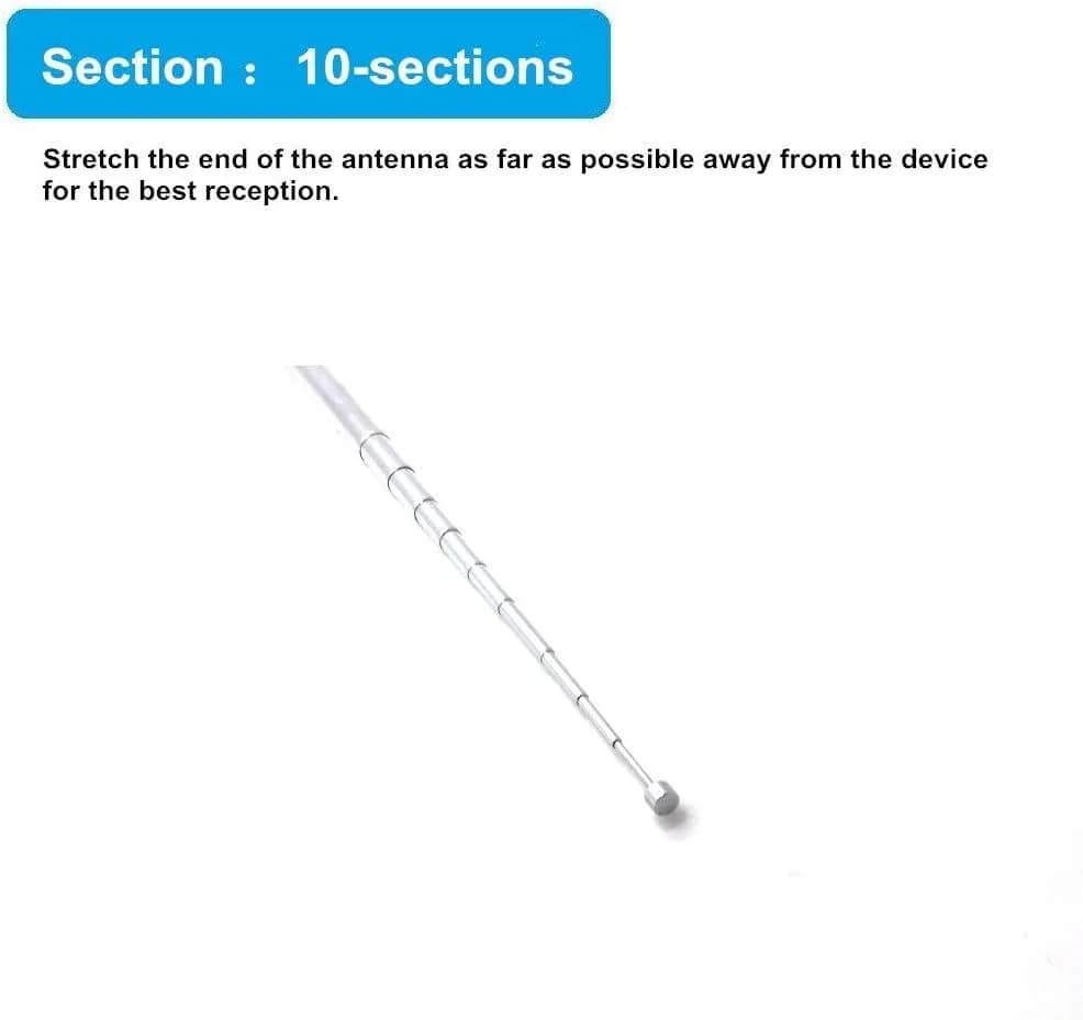 Ancable Indoor FM Telescopic Antenna 75 Ohm F Type Male Plug Connector with Adapter, 10 Extension Sections | Improves FM Reception thumbnail 5