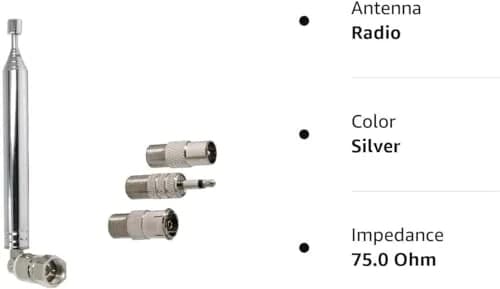 Ancable Indoor FM Telescopic Antenna 75 Ohm F Type Male Plug Connector with Adapter, 10 Extension Sections | Improves FM Reception thumbnail 7
