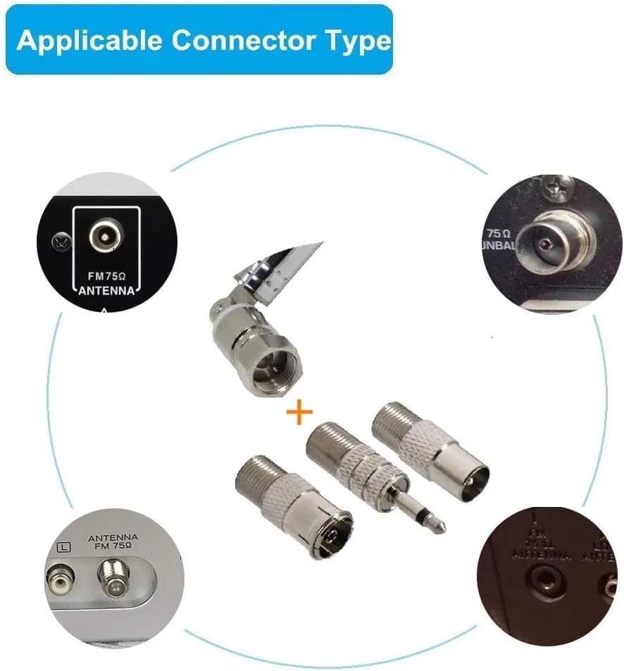 Ancable Indoor FM Telescopic Antenna 75 Ohm F Type Male Plug Connector with Adapter, 10 Extension Sections | Improves FM Reception thumbnail 2